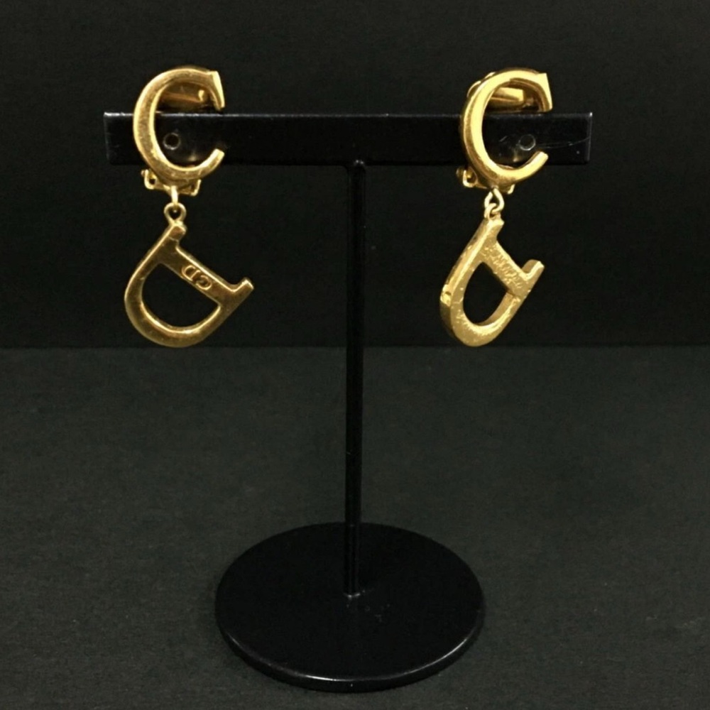 Dior Gold Geometric Drop Earrings